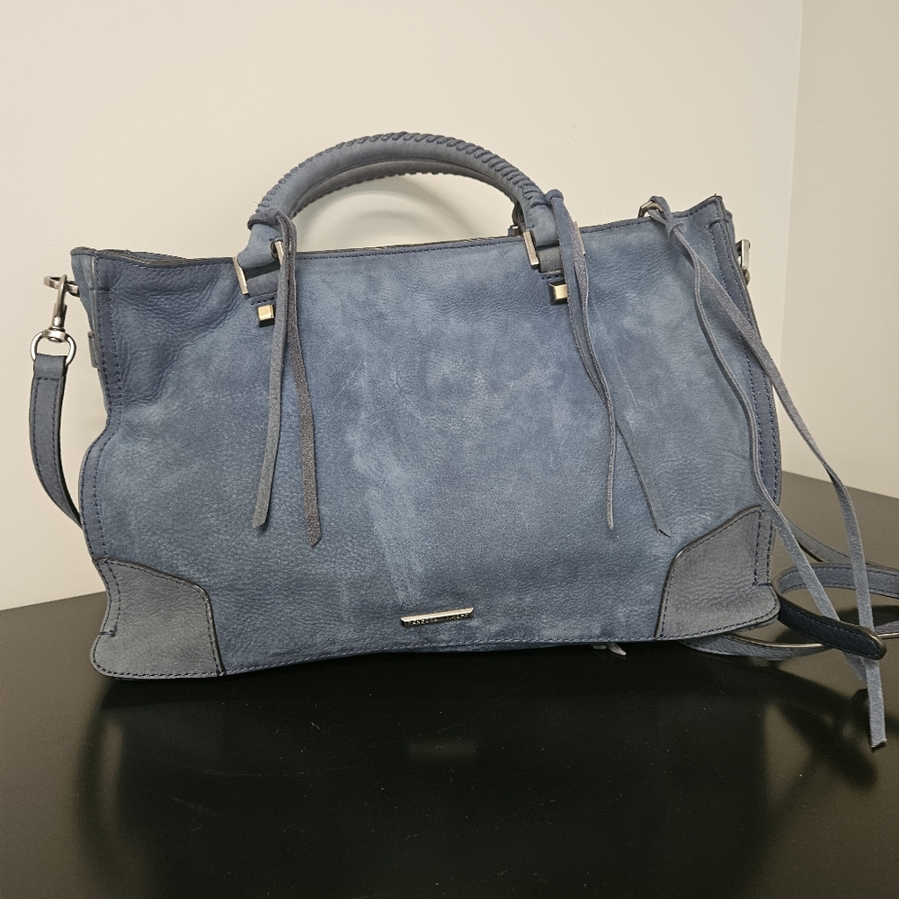 Rebecca Minkoff Blue Suede Satchel Bag - Picture 3 of 10